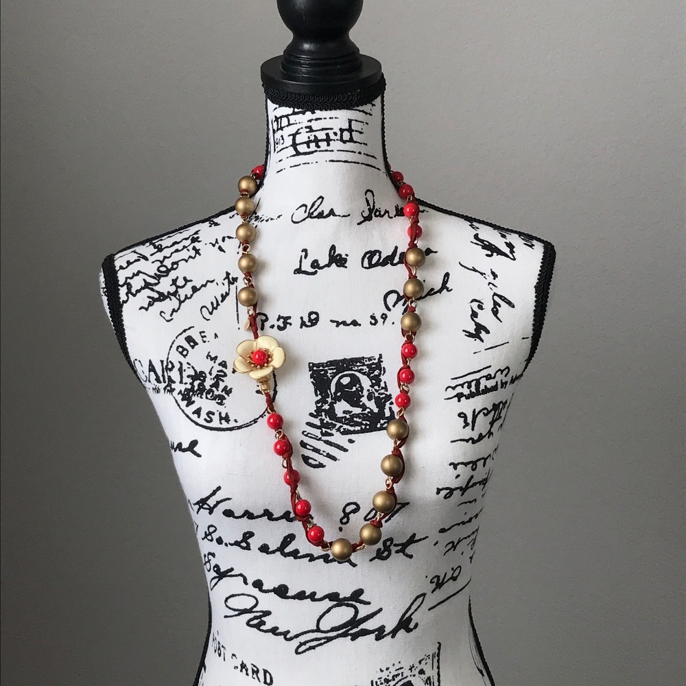 Marc By Marc Jacobs Necklace Red Enamel Flower